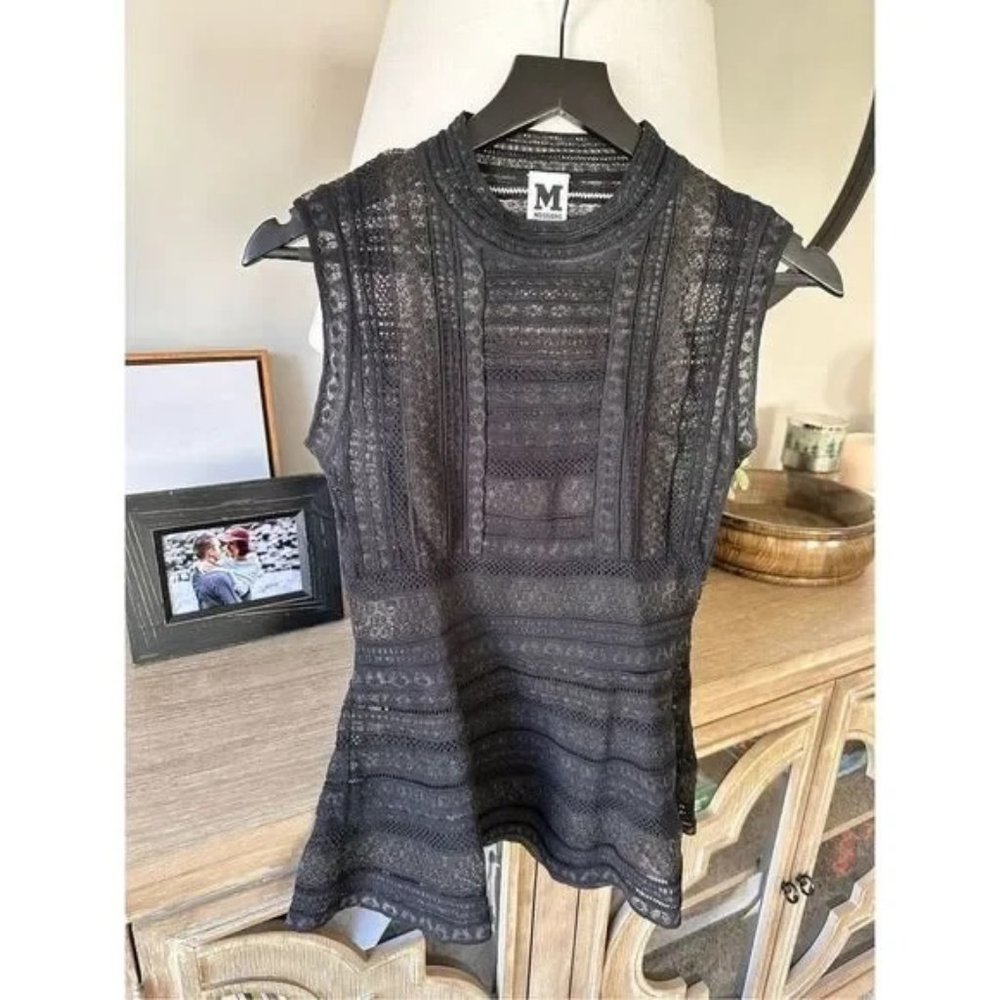 MISSONI Sleeveless Mock-Neck Peplum Top Sz 4